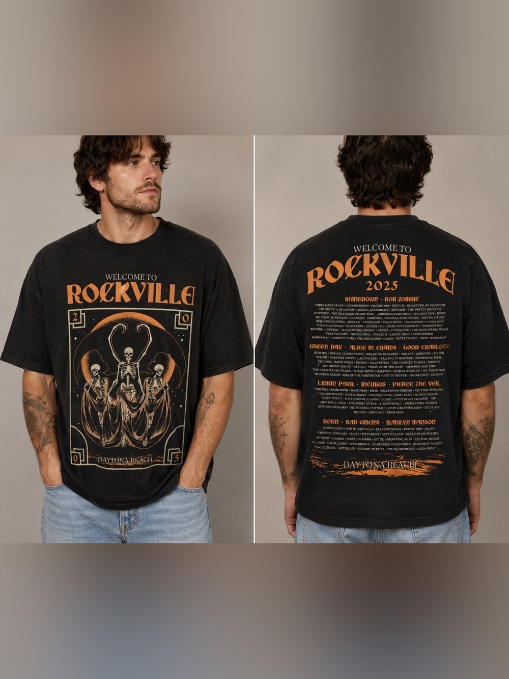 Rockville 2025 Graphic Tee - Black with Orange Print 2XL
